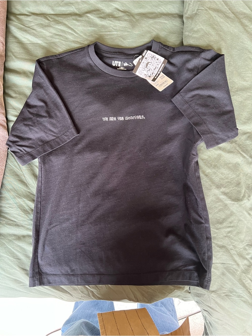 Uniqlo U Black Graphic Tee - 'We Are The Monsters' Labubu